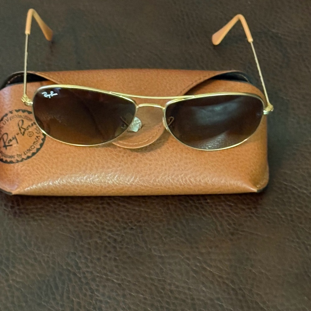 Ray-Ban Gold and Brown Sunglasses